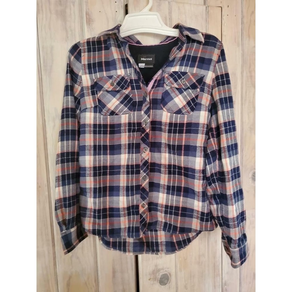 Marmot Plaid Button Up Flannel Long Sleeve Shirt Size S